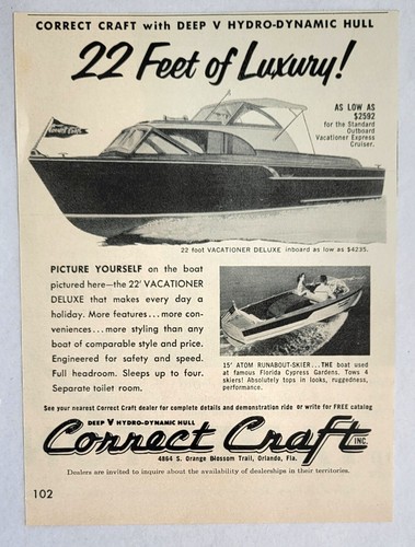 Pubblicità 1957 correct craft - correct,