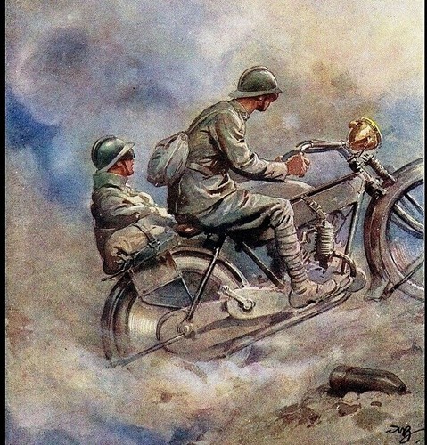 Stampa 1918 moto sidecar frera - moto,