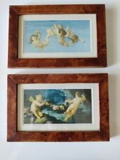 Coppia di quadri piccoli con angioletti, cornice in radica opaca [4]