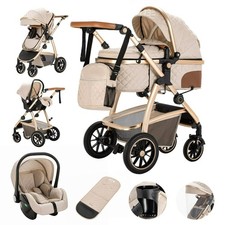 Passeggino 3 in 1 Trio Neonato Carrozzina Seggiolino Auto Alta Vista Pieghevole