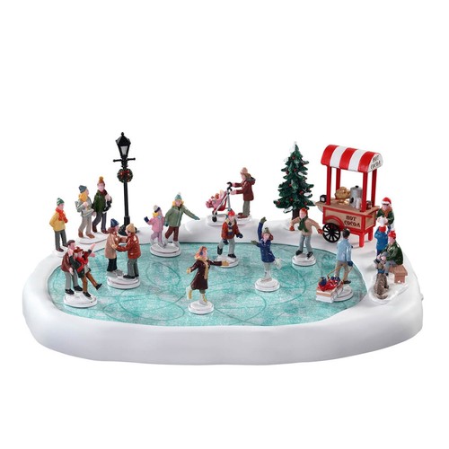 Village skating pond with - skating,