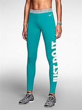 Collant Donna Nike Pro Hyperwarm Mezzo Allenamento S Verde Bianco Palestra Nuovo