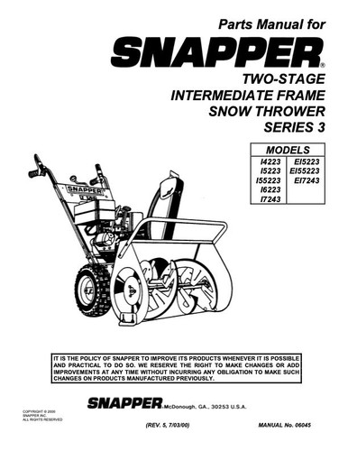 Ricambi manuale snapper due - ricambi,