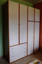 Armadio Guardaroba Panna&Noce 4 ante per cameretta con 4 cassetti e due bastoni
