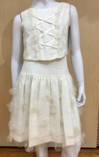 ABITO Vestito completo set ELEGANTE CERIMONIA BIANCO avorio BAMBINA 4 anni