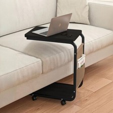 Tavolino da Caffe Porta Pc Laterale Divano Letto Metallo legno con Ruote Moderno