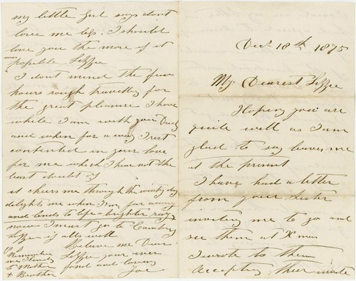 1875 personal letter lizzie - letter, to