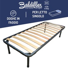RETE SINGOLA MATERASSO ORTOPEDICA LETTO FERRO E DOGHE LISTELLI FAGGIO NAPOLEONE