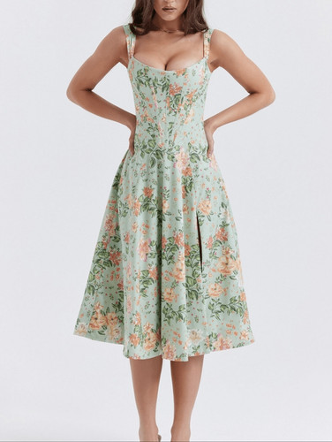 Abito midi corsetto floreale