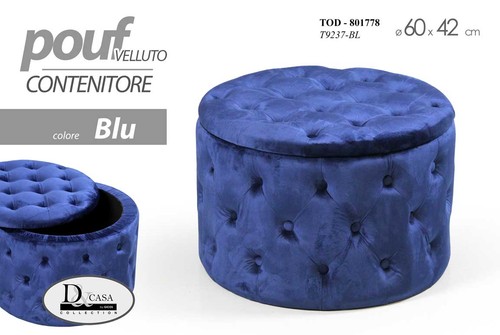 Pouf contenitore velluto blu - pouf,