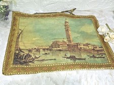VINTAGE ARAZZO PANNELLO DECORATIVO SU LINO VENEZIA CM 35X28 S.PIETRO DI CASTILLO