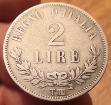 Moneta 2 Lire 1863 Torino Valore, Vittorio Emanuele II, Rara, Rif. 8230