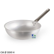 WOK PADELLA SALTAPASTA IN ALLUMINIO PROFESSIONALE CON MANICO IN ACCIAIO