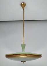 Grande Lampadario Disco design L.Brusotti Vintage'40 [Fontana Arte?] D.50cm!-XXX