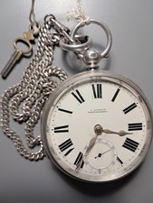 OROLOGIO DA TASCA DELL'800 IN ARGENTO CON CATENA E CHIAVE