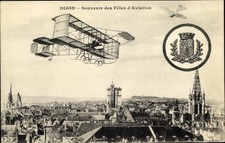Cartolina Stemma Digione Costa d'Oro, Souvenir des Festes d'Aviation,... - 4708297