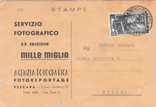 CARTONCINO DOPPIO PUBBLICITA'FOTOREPORTAGE  PER LA  XX EDIZIONE MILLE MIGLIA