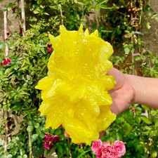 Raro esemplare minerale cristallo di zolfo giallo 2,32 libbre