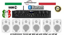 IMPIANTO AUDIO FILODIFFUSIONE: 10 CASSE +AMPLIFICATORE+RADIO FM+BLUETOOTH.TOP !!