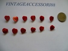 12 BOTTONI CUORE VERA MADREPERLA ROSSO 1,3 CM VINTAGE CAMICETTA SARTORIA ABITO