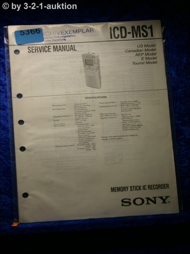 Manuale servizio sony icd - manuale, di