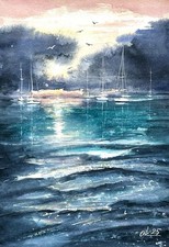 Acquerello Paesaggio Marino
