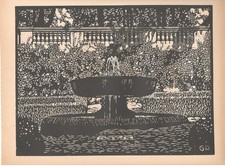 Giorgio Pianigiani Roma Ancona Déco Liberty Fontana  xilografia originale