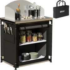 Cucina Da Campeggio Pieghevole In Alluminio Con Cucinotto Con Paravento Nero