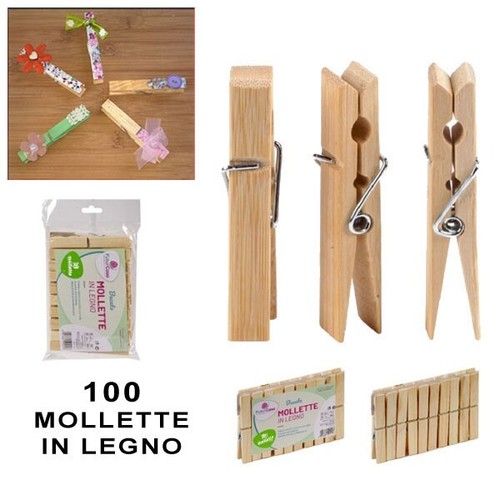 100 mollette pinze legno 8 - 100,