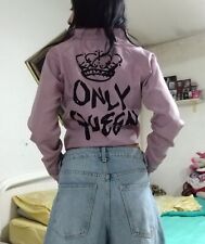 Giacca Giubbotto Bomber Piumino Donna Leggero Rosa   Scritta Spalle Queen