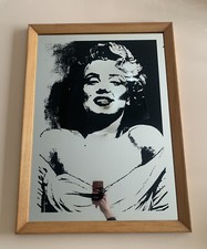 quadro specchio mirror Marlin Monroe grande cornice legno pubblicitario 76x56 