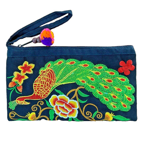 Borsa polso ricamata verde - da,