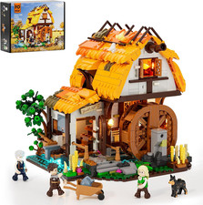 Mulino Medievale Mattoncini Set– Mulino Mobile Con Ruota Ad Acqua Ed Illuminazio