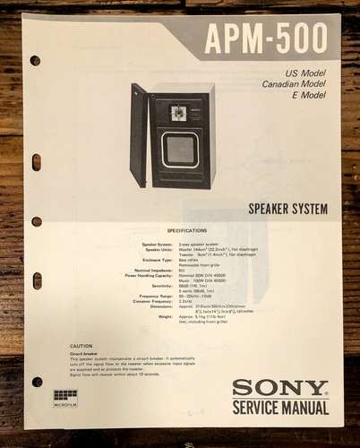 Sony apm 500 - apm-500, manuale