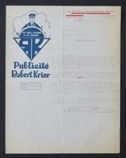 Fattura PARIS 1928 PUBLICITE ROBERT KRIER un solo uomo con barra illustrata 98