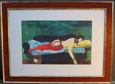 SALVATORE FIUME- ODALISCA GRANDE LITOGRAFIA NUMERATA CON CORNICE- DONNA