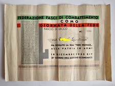 PNF Como Lecco Oro Patria Fasci Combattimento Giornata Fede Fascismo 1935