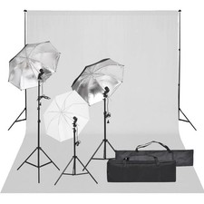Kit per Studio Fotografico con Set di Luci e Fondale vidaXL