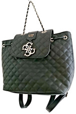 GUESS EST 1981 ZAINO A SACCO 2 LOGO GRANDE METALLO 4 TASCHE INTERNE PELLE NERO