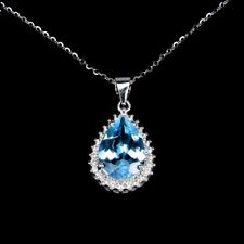 Collana in Argento 925 donna con pietra naturale Topazio Blu placcato oro 14k