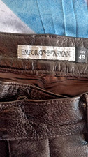 Emporio Armani Pantaloni Uomo vintage Pelle original NUOVI LEATHER TROUSERS 1990