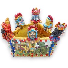 Vaso Sponda di Carretto Siciliano in pregiata ceramica h 17 x l 23 cm ca. con ap