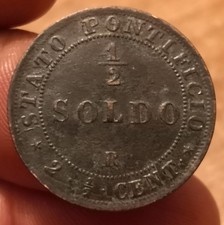 Moneta 1/2 Soldo 1866, Stato Pontificio Pio IX, Non Comune, Rif. 8656