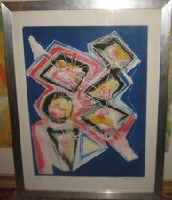 Anni '70 Umberto Mastroianni  Serigrafia Polimaterica con sfondo blu. Rara.