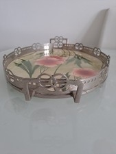 ANTICO VASSOIO DA COLLEZIONE IN PORCELLANA DECORO FLOREALE  LIBERTY - DECO'