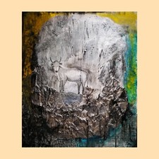 Quadro astratto moderno 60x50 wall art Collage acrilico  su tela dipinto a mano