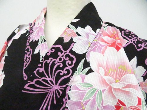 Kimono giapponese yukata nero - giapponese,