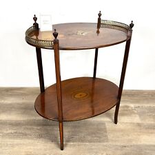 Tavolino tavolo Ovale antico da salotto soggiorno in legno intarsiato epoca 800