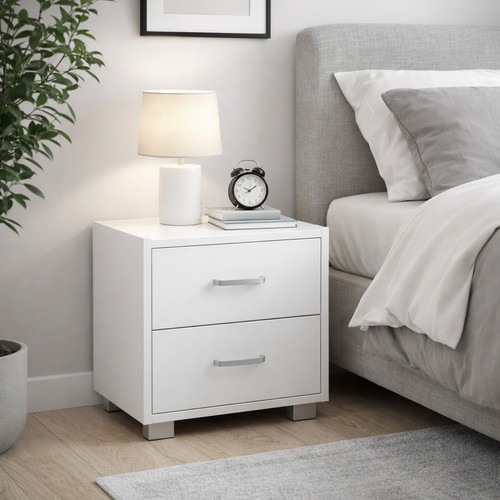 Comodino bianco cassetti in - comodino,