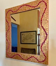 specchio ingresso a mosaico fatto a mano, vetri color oro dipinti a mano 